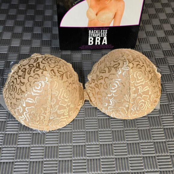 Lingerie Solutions Lace Ultimate Boost Backless Strapless Bra Push Up Invisible - Picture 4 of 5